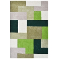 Designer Blocks Handmade Wool Rug - 6227 - Green