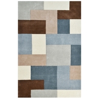 Designer Blocks Handmade Wool Rug - 6227 - Grey