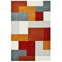 Designer Blocks Handmade Wool Rug - 6227 - Terracotta