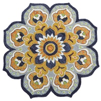 Handmade Floral Wool Rug-Petals 6414-Silver Gold