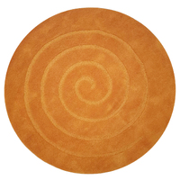 Handmade Round Wool Rug - Swirl - Orange
