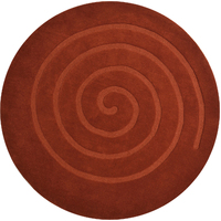 Handwoven Round Wool Rug - Swirl - Rust
