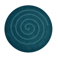 Handwoven Round Wool Rug - Swirl - Turquoise