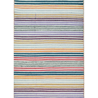 Designer Handwoven Striped Wool Rug - Multi