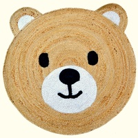 Handmade Kids Jute Round Rug-Baba Bear 1143-Natural