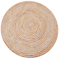 Hand Woven Natural Jute Rug-Chakra 1124-Natural/Ivory