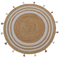 Striped Natural Ivory Jute Rug-Goa 1134