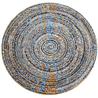 Handwoven Natural Jute Rug-Spiral 1127-Natural/Denim