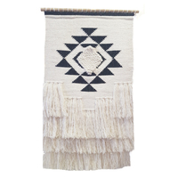 Artisan Decor Handwoven Woolen Wall Hanging - AD007 - Ivory/Black
