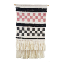 Artisan Decor Handwoven Woolen Wall Hanging - AD008 - Ivory/Pink