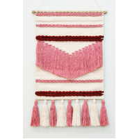 Artisan Decor Handwoven Woolen Wall Hanging - AD009 - Ivory/Pink