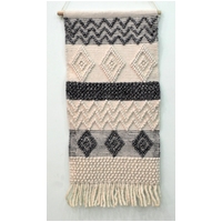 Handwoven Woollen Wall Hanging - AD19 - Ivory/Charcoal