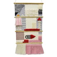 Artisan Decor Handwoven Woollen Wall Hanging-AD20-Pink/Multi