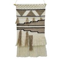 Artisan Decor Handwoven Woollen Wall Hanging-AD21-Ivory/Brown